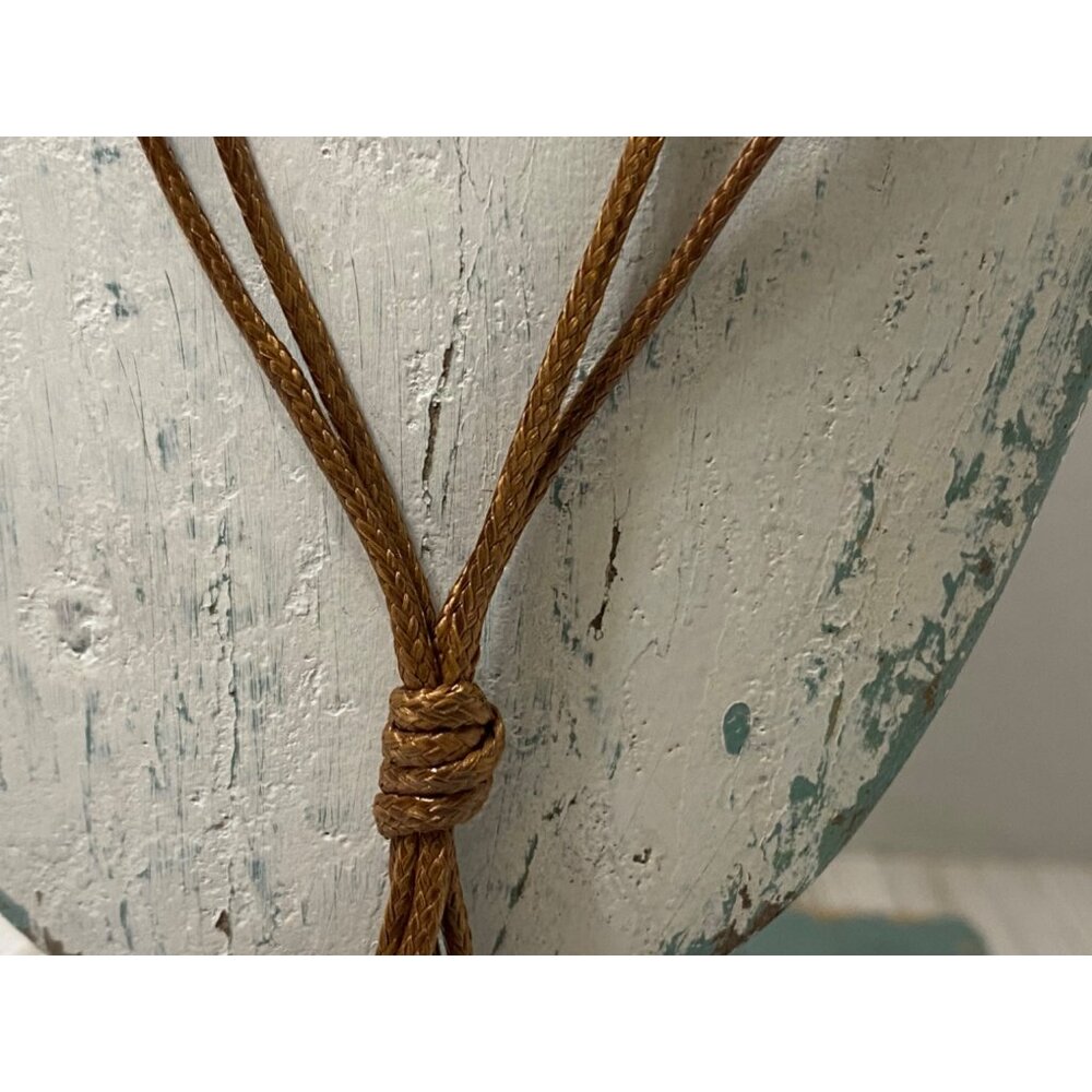 Brown Braided Leather Necklace W/ Feather Pendant & Amber Accent Adjustable - Picture 3 of 6